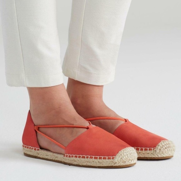 Eileen Fisher Lee Tangelo Orange Tumbled Nubuck D’Orsay Espadrille Flats NWOB - Picture 2 of 13